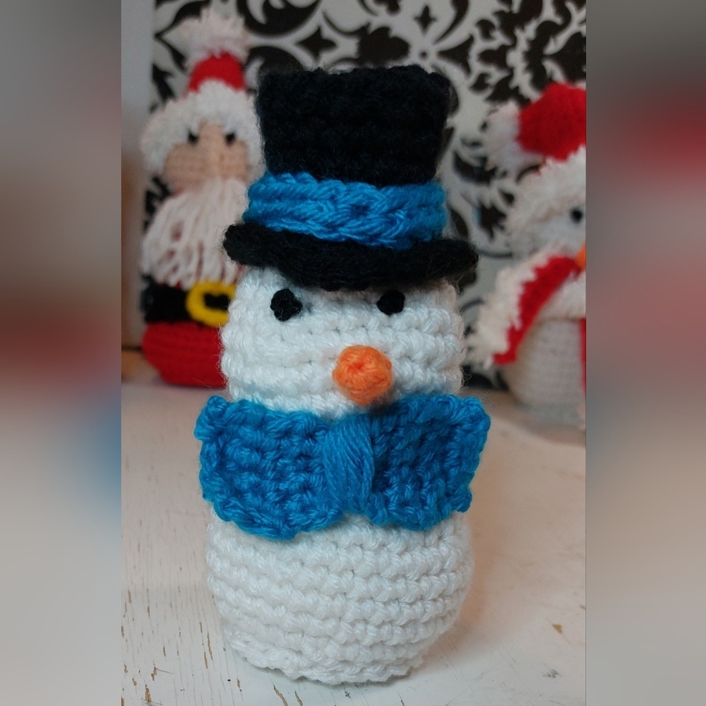 Christmas Mr. Bow Tie Snowman Handmade (by me!) Holiday Decoration Unique Gift